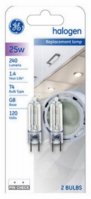 25-Watt T4 Quartz Halogen Light Bulbs, 2-Pack