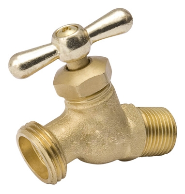Hose Bibb, Straight, No-Kink, Brass, 3/4 MP x 3/4-In.