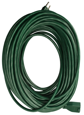 Extension Cord,  16/3 SJTW Green Round Vinyl, 80-Ft.