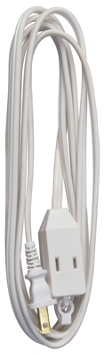 Extension Cord,  16/2 SPT-2 White Polarized Cube Tap, 9-Ft.