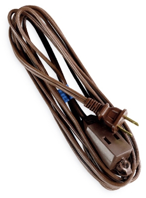 Extension Cord,  16/2 SPT-2, Brown Polarized Cube Tap, 12-Ft.