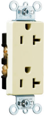 20A Ivory Decorator Duplex Receptacle Side Wire