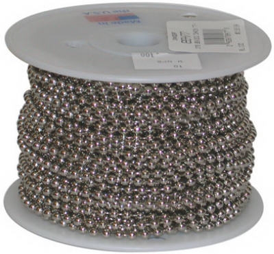 Nickel-Plated Steel Beaded Chain, #6, 100', Sold in Stores by the Foot