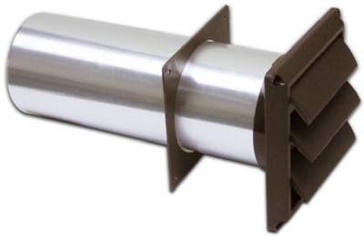 Dryer Vent With Tail Piece & Sleeve, Louver, Brown Plastic, 4-In.
