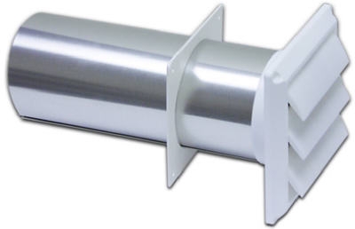 Dryer Vent With Tail Piece & Sleeve, Louver, White Plastic, 4-In.