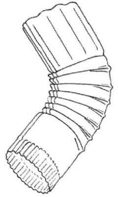 Gutter Elbow, Corrugated Round, Galvanized, 75 Degree, 3-In.