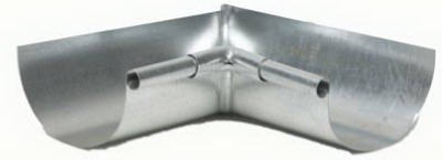 Gutter Half Round Mitre, Inside, Galvanized, 5-In.