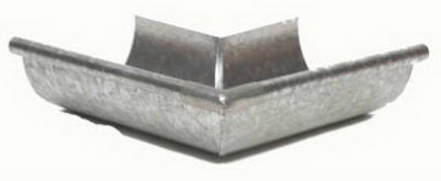Gutter Half Round Mitre, Outside, Galvanized, 5-In.