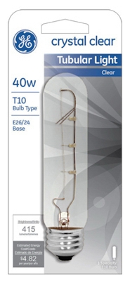 Tubular Light Bulb, Clear, 40-Watt, Must Purchase in Quantities of 5