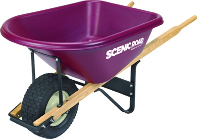 Heavy-Duty Poly Wheelbarrow,  4-Ply Turf Tire, Maroon, 6-Cu. Ft.