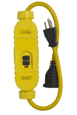 Portable GFCI Receptacle, 2-Ft. Cord, 125-Volt, 15-Amp