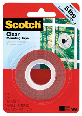 Mounting Tape, Clear, 1 x 60-In.