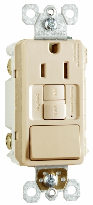GFCI Receptacle/Single-Pole Switch, 15A, Ivory