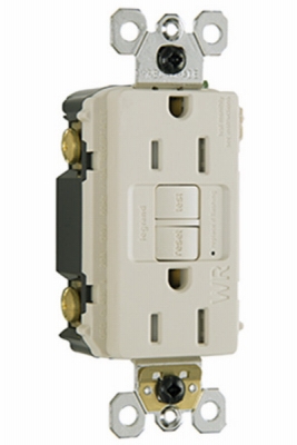 GFCI Receptacle, 15A, Almond