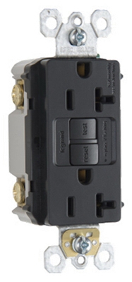 GFCI Outlet, Feed Through, Self Testing, 20A, Black