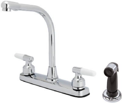 Kitchen Faucet With Spray, 2 Lever Handles, Chrome
