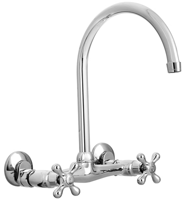 Wall-Mount Kitchen Faucet, High-Arc, Chrome-Plated