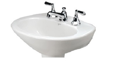 Lavatory Pedestal Sink Basin, White, 16-1/4 x 10-1/8-In.