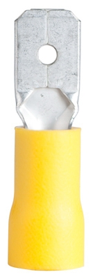 Disconnect, Male, Yellow, Insulated Barrel, Vinyl, 16-Pk.