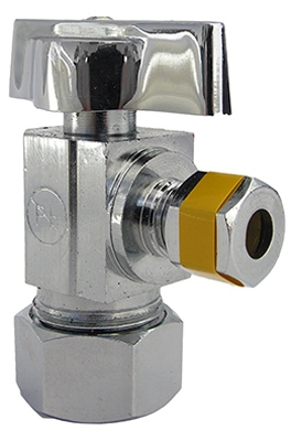 Angle Valve, Chrome, Quarter Turn, 5/8 x 1/4-In.