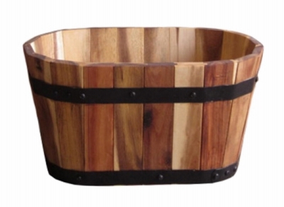 Oval Planter, Wood, 15 x 8-In.