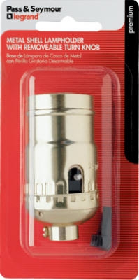 Metal Shell Light Socket, Turn Knob, Brass Finish, 250-Watt, 250-Volt