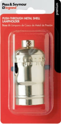 Metal Shell Light Socket, Push-Through, Brass Finish, 250-Volt, 660-Watt