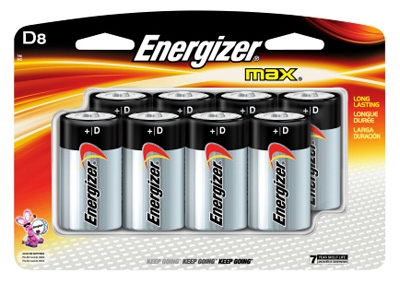 Alkaline Batteries, D, 8-Pk.