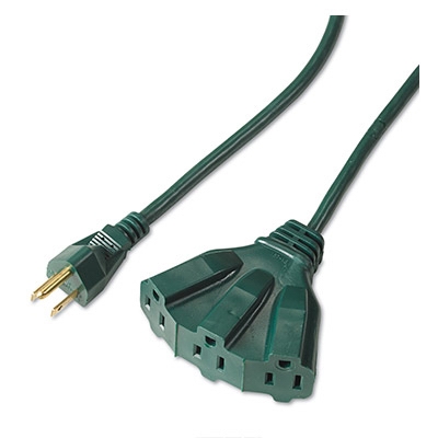 Outdoor Extension Cord, Green, Triple Tap, 8-Ft.