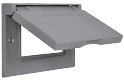 GFCI Single-Gang Flip Cover, Horizontal, Weatherproof, Gray