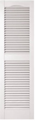 Pair of 15 x 52-Inch White Louvered Shutters