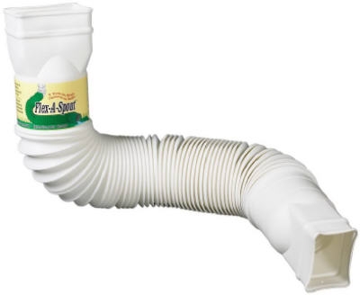 Downspout Extension, Flexible White Poly, Extends 24 - 55-In.