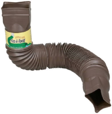 Downspout Extension, Flexible Brown Poly, Extends 24 - 55-In.