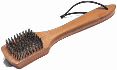 BBQ Grill Brush, Bamboo, 12-In.