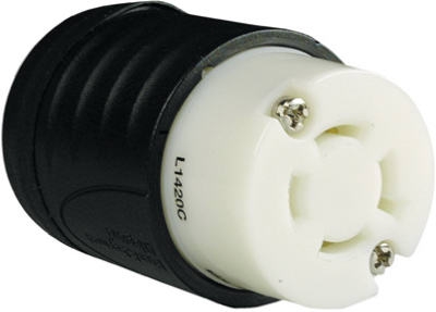 3P4W,Nema L14-20R Conn,Black 20Amp 125&250V Grounded Locking Plug&Conn