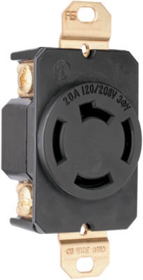 Locking Outlet, Black, Non-NEMA, 125/208-Volt, 20-Amp