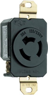 Locking Outlet, Black,  Non-NEMA, 125/250-Volt, 20-Amp