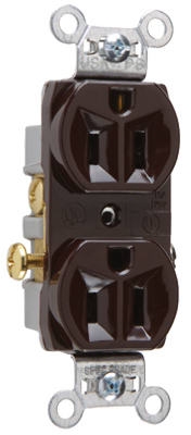 Duplex Outlet, Heavy-Duty, Brown, 125-Volt, 15-Amp