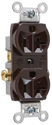 Duplex Outlet, Heavy-Duty, Brown, 125-Volt, 20-Amp
