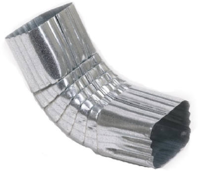 Gutter Front Elbow, Style A, 75 Degree, Mill Finish Galvanized Steel, 2 x 3-In.