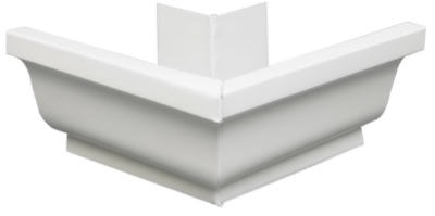 Gutter Outside Mitre, White Galvanized Steel, 5-In.