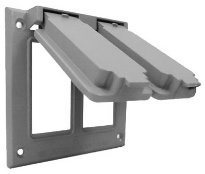 GFCI Double-Gang Flip Cover, Vertical, Weatherproof, Gray