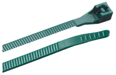 Cable Ties, Green, 8-In., 100-Pk.