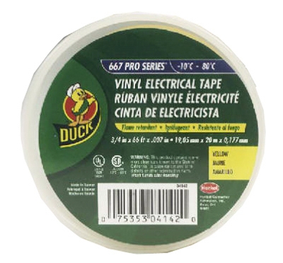 Vinyl Electrical Tape, Yellow, .75-In. x 66-Ft.