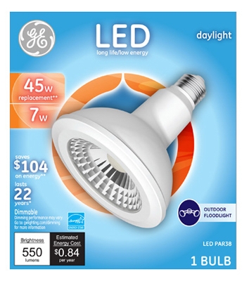 LED Flood Light Bulb, Daylight, Clear, 550 Lumens, 7-Watts