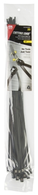 Self-Cutting Cable Ties, Black, 14-In., 20-Pk.