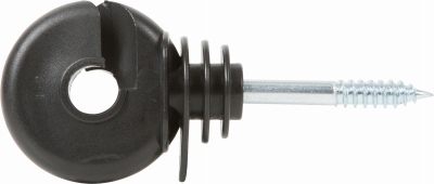 Electric Fence Insulator, Screw In, Wood Post, Black, 25-Pk