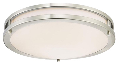 Dimmable LED Flush fixture, Brushed Nickel, 23-Watts