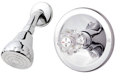 Shower Faucet + Showerhead, Acrylic Handle, Chrome
