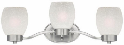 3-Light Wall Fixture, Brushed Nickel/White-Linen Glass